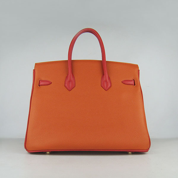 High Quality Fake Hermes 35CM Embossed Veins Leather Bag Red/Orange/Green 6089 - Click Image to Close